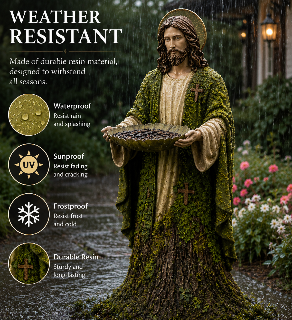 Jesus Bird Feeder Garden Statue-Bring Peace, Beauty & Life to Your Garden