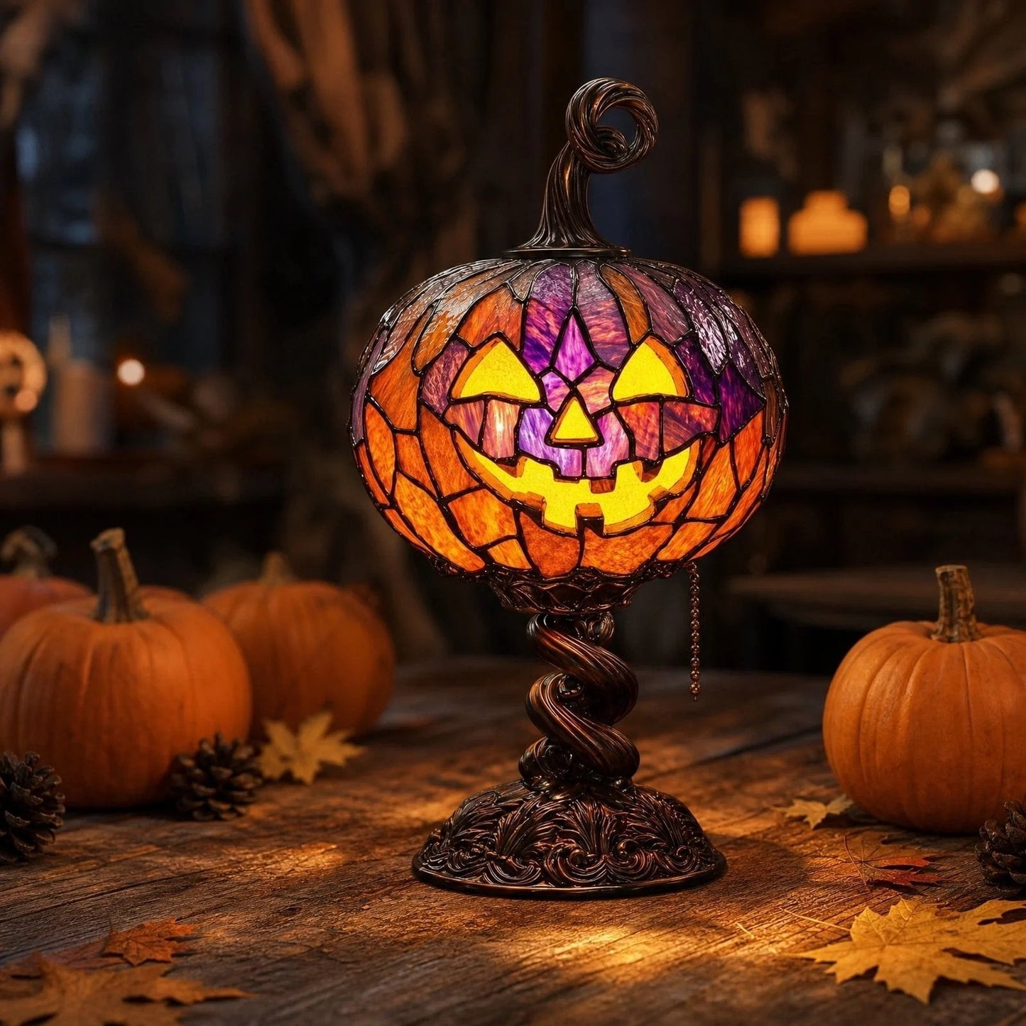 🎃Halloween Stained Glass Style Pumpkin Table Lamp✨✨