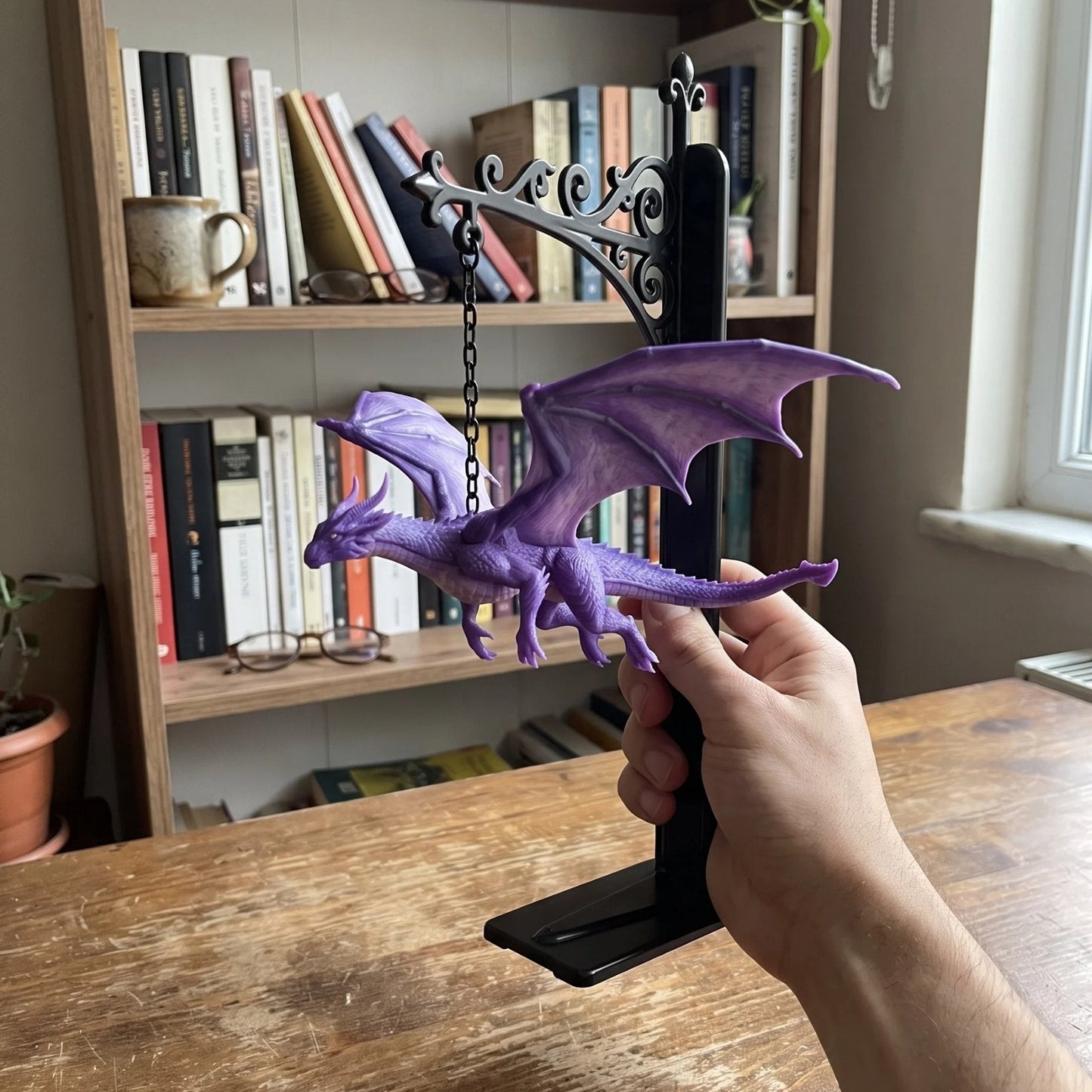 🔥LAST DAY 50% OFF - 🐉DragonGlow Hanging Purple Dragon Bookend Light
