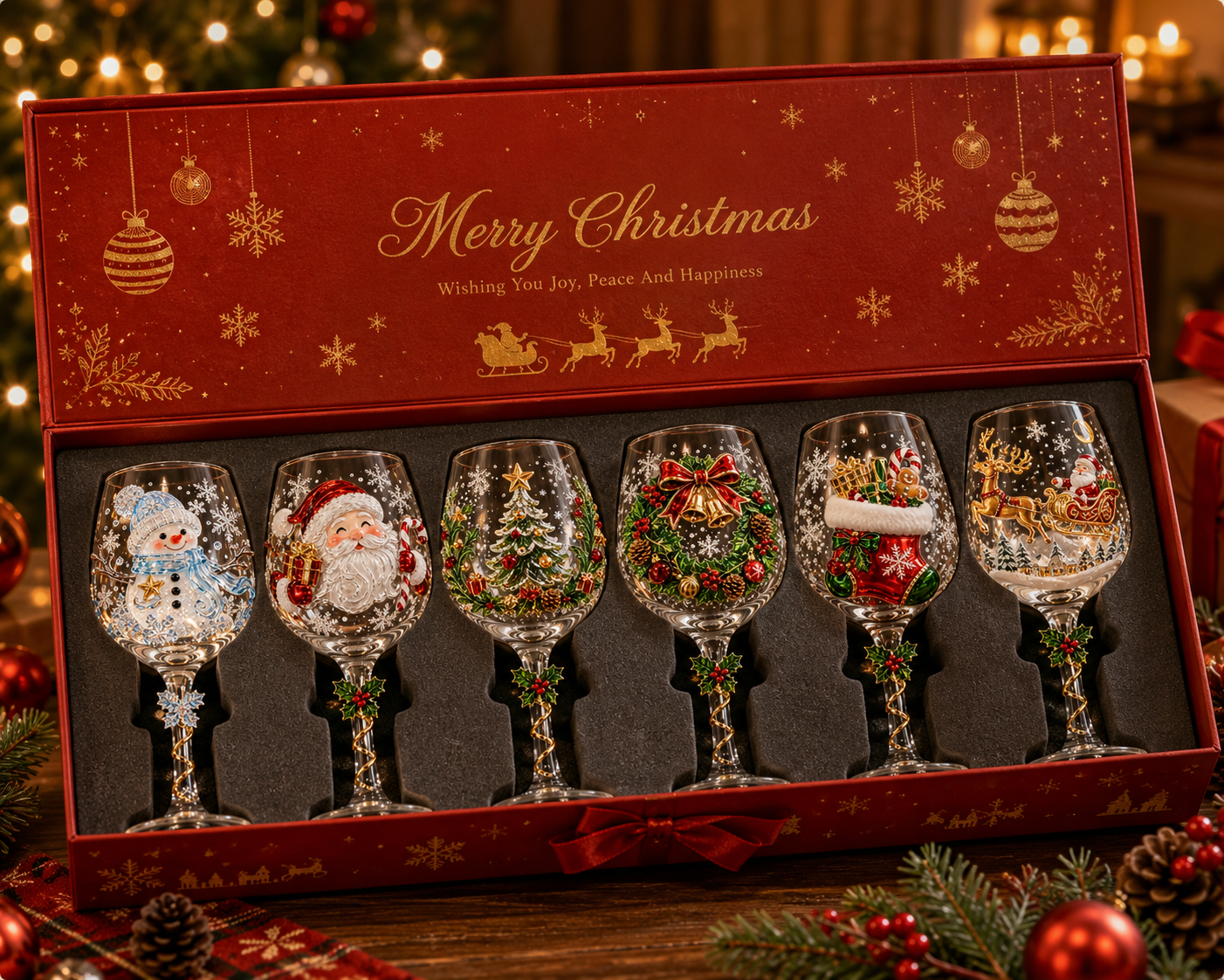 🔥Last day 50% OFF🎁Christmas 3D Wine Glass Collection Gift Box Set✨