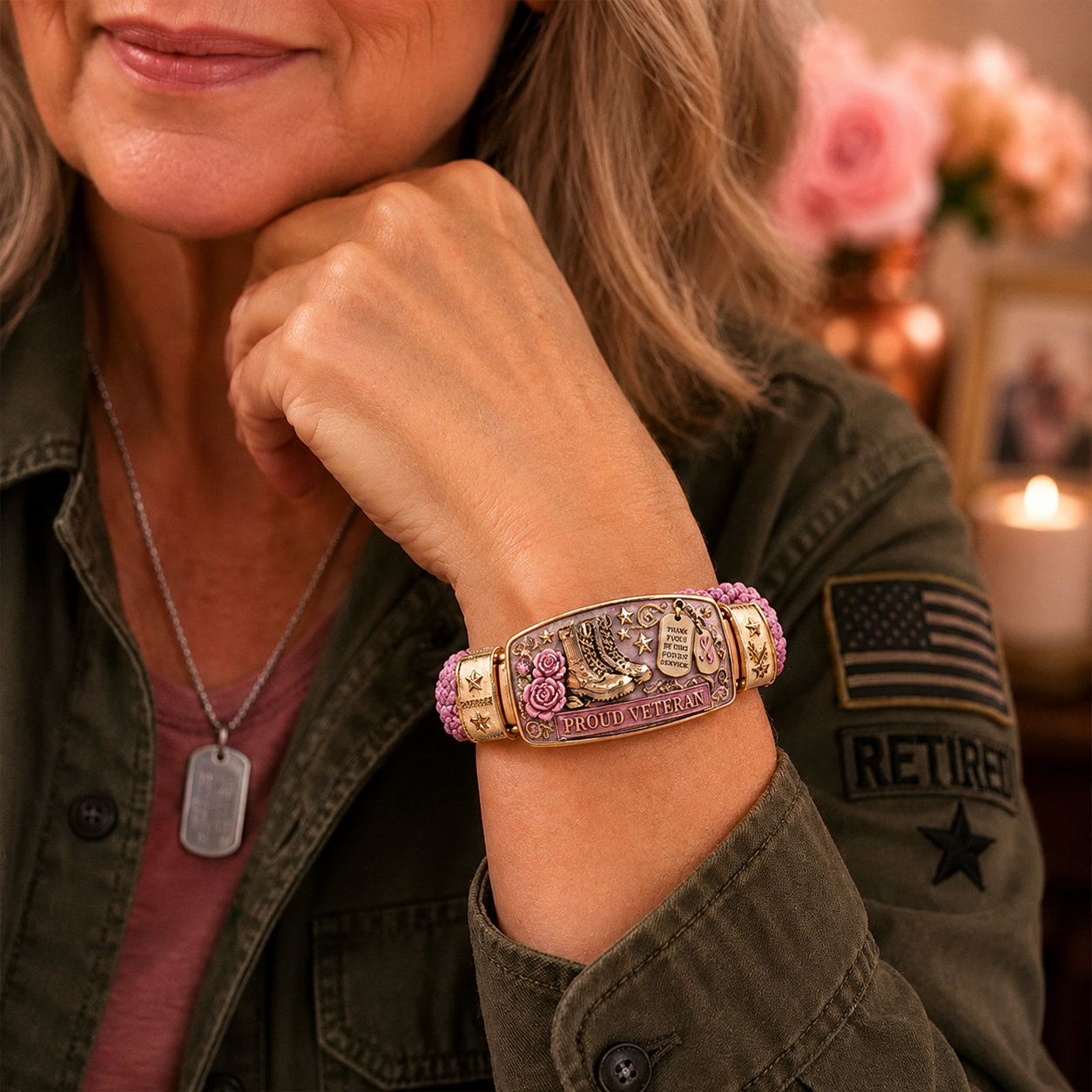 Empowered Service Women's Veteran Bracelet Collection | Patriotic Braided Cord Keepsake