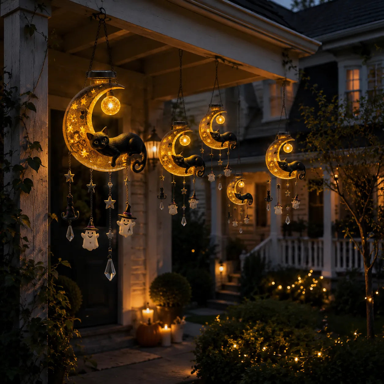 🌙 Every Breeze Carries a Little Halloween Magic——Solar Hanging Lantern for Outdoor Halloween Décor