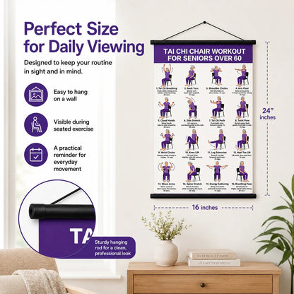 ⭐Tai Chi Chair Workout Chart for Seniors (16 x 24 inches)