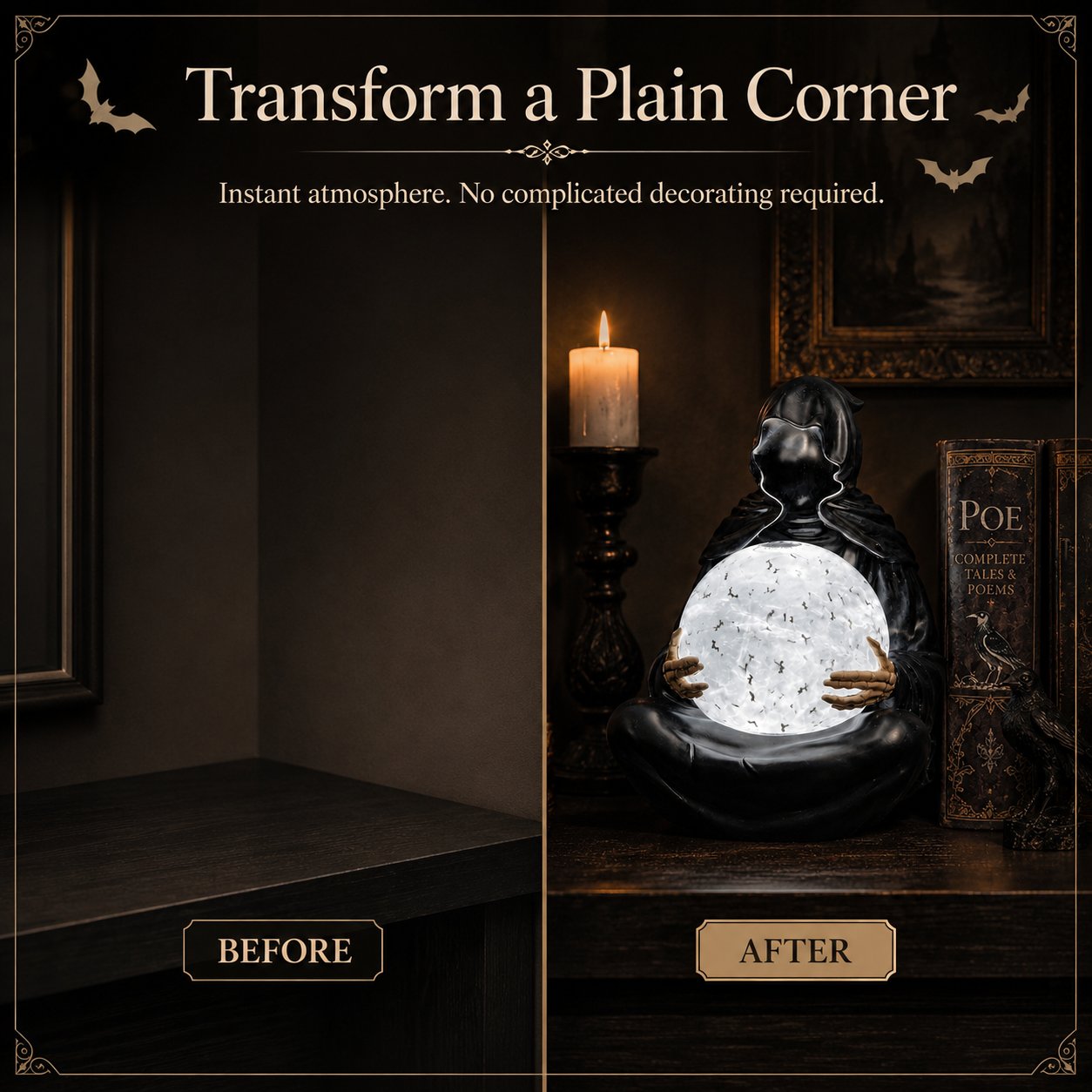 🔮 Mystic Reaper Swirling Bat Crystal Ball Light✈️ Buy 2 Get Free Shipping