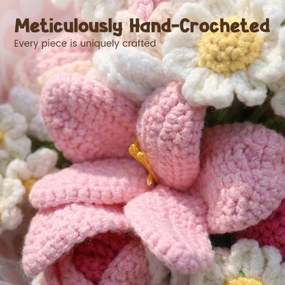 Mother’s Day Gift🌺 Pink Crochet Lily Rose Tulip Bouquet