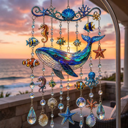 🐋 Ocean-Themed Crystal Wind Chime – Bring the Ocean Glow to Your Garden