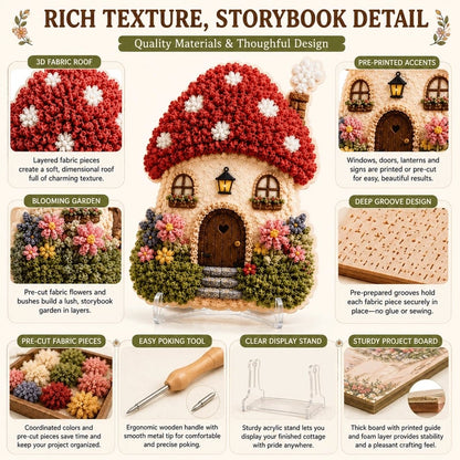 🔥Hot Sale 48% OFF - ✨Whimsical Village 3D Fabric Poke Art Kit
