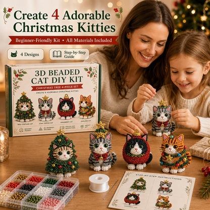 🔥🎁Create Your Own 3D Beaded Christmas Cats | Beginner-Friendly DIY Kit🎁