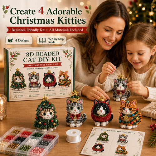 🔥🎁Create Your Own 3D Beaded Christmas Cats | Beginner-Friendly DIY Kit🎁