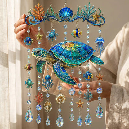 🐋 Ocean-Themed Crystal Wind Chime – Bring the Ocean Glow to Your Garden