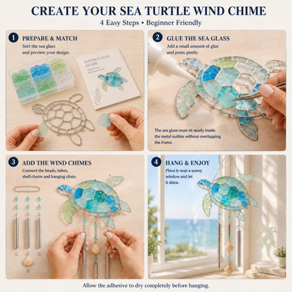 Personalized Coastal Glow Sea Glass Suncatcher Wind Chime Kit Collection, Home Decor, Birthday Gift for Ocean Lovers
