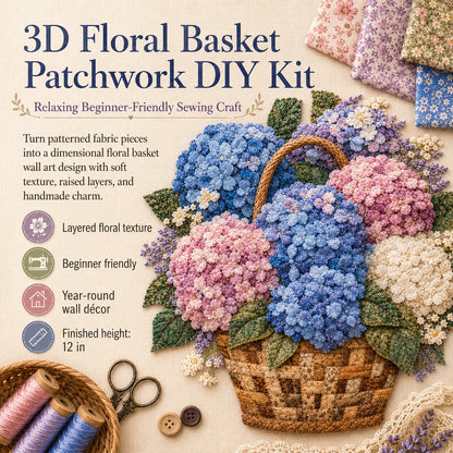 🔥HOT SALE 50% OFF - 🌸Floral Basket Patchwork DIY Kit | 3D Layered Fabric Flower Art Craft for Home Decor & Gifts