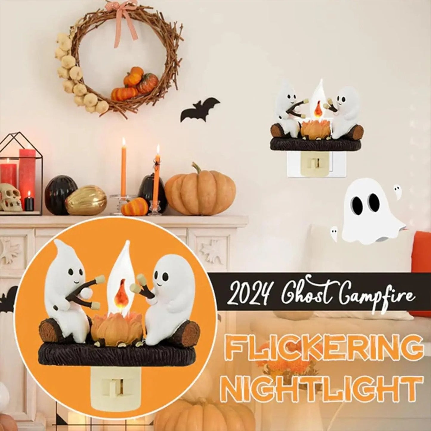 🔥LAST DAY 50% OFF👻 Ghost Campfire Night Light – Spooky Glow, Cozy Vibes🎃