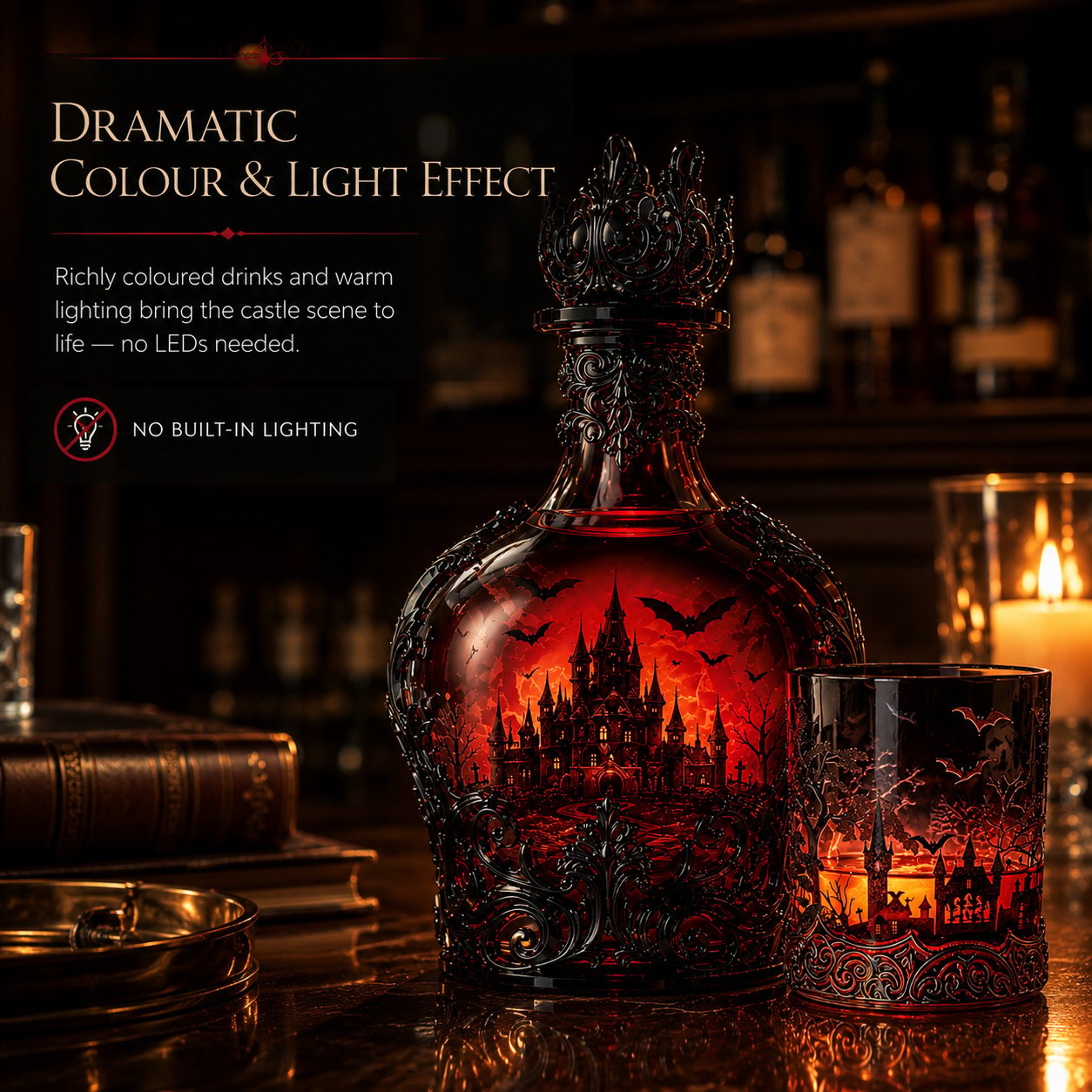 🔥HOT SALE  49% OFF - 🦇🍺Gothic Vampire Castle Whisky Decanter & Tumbler