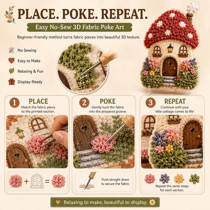 🔥Hot Sale 48% OFF - ✨Whimsical Village 3D Fabric Poke Art Kit