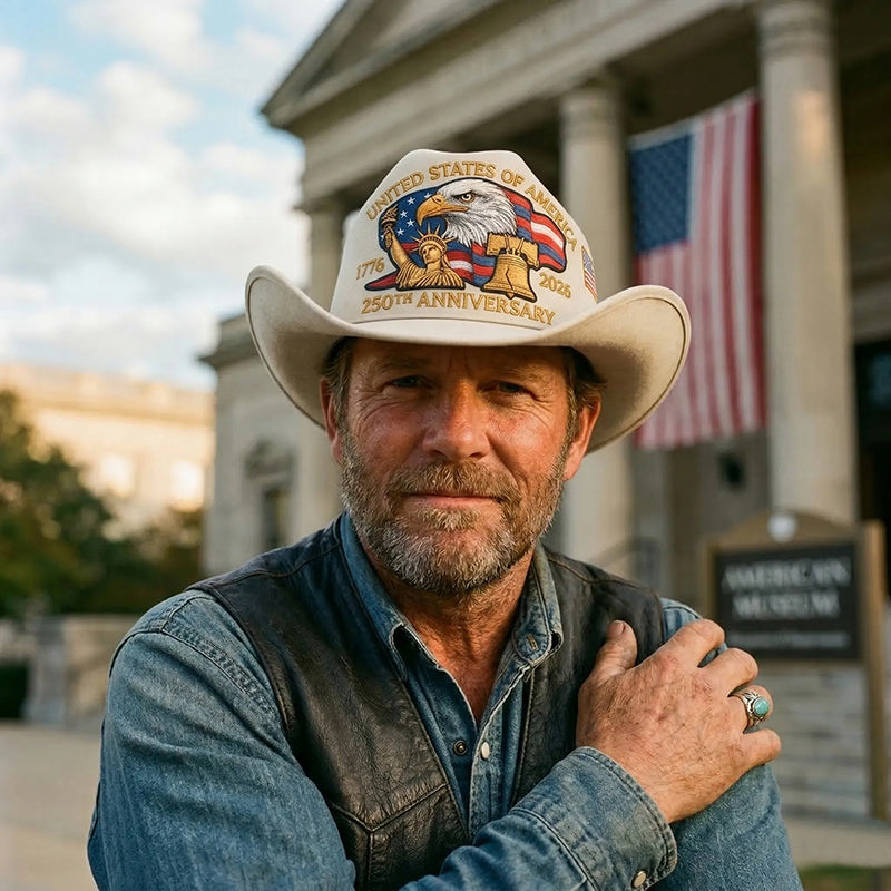🔥LAST DAY 60% OFF - 🤠🇺🇸 250th Anniversary Patriotic Felt Cowboy Hat | American Flag Design for 4th of July, Memorial Day & Parades🦅💙