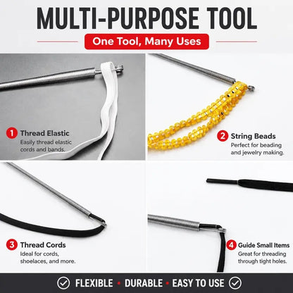 🔥49% OFF 2Pcs Flexible Drawstring Threading Tool 🧵 Bendable Metal Spring Threader for Hoodies Pants Shoelaces