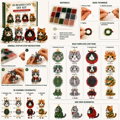 🔥🎁Create Your Own 3D Beaded Christmas Cats | Beginner-Friendly DIY Kit🎁