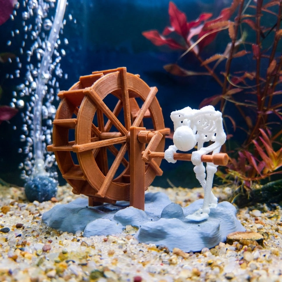 💀Action Skeleton Aquarium Ornament — Air-Driven Moving Skeleton Fish Tank Bubbler Decoration for Fresh & Saltwater Aquariums