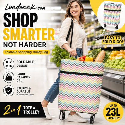 🛒 2-in-1 Foldable Rolling Shopping Cart – 49% OFF, 23L Capacity & Easy on Your Hands