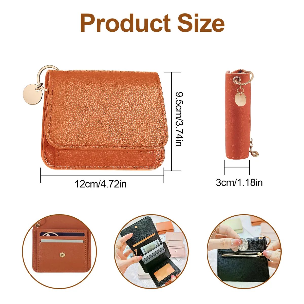 Women's Elegant Minimalist Short Slim Wallet (All-match Trendy Mini 3 Bifold )