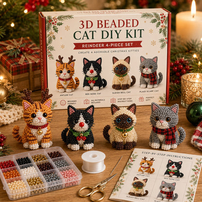 🔥🎁Create Your Own 3D Beaded Christmas Cats | Beginner-Friendly DIY Kit🎁