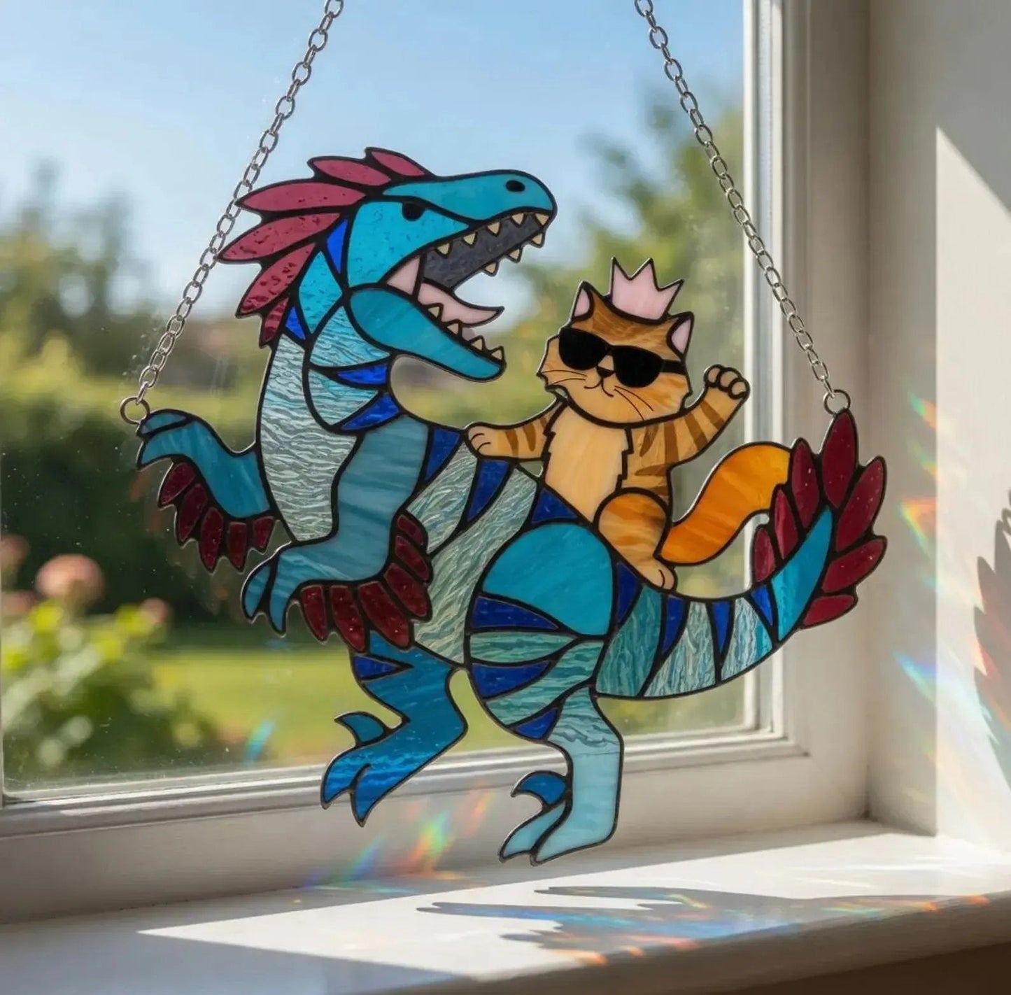 🔥Last Day 57% OFF – 🐉🐱 Princess Donut & Mongo Stained Glass Suncatcher | Dungeon Crawler Carl Window Hanging ✨