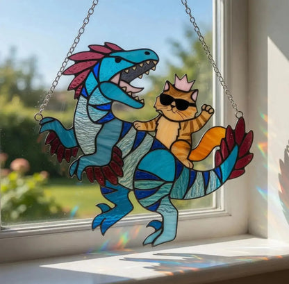 🔥Last Day 57% OFF – 🐉🐱 Princess Donut & Mongo Stained Glass Suncatcher | Dungeon Crawler Carl Window Hanging ✨