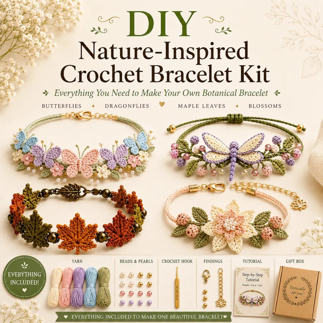 🎁DIY Nature-Inspired Crochet Bracelet Kit❤️