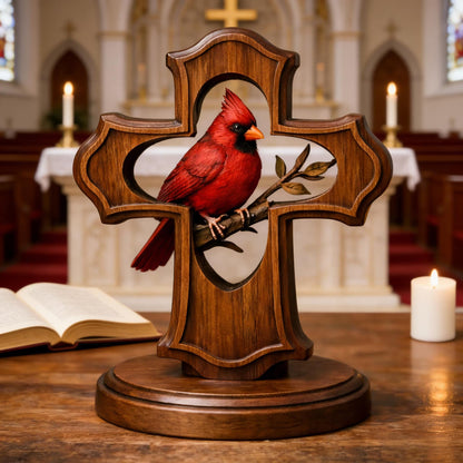 ❤️✝️Cardinal Cross Keepsake with Red Cardinal A Meaningful Symbol of Faith, Love & Remembrance