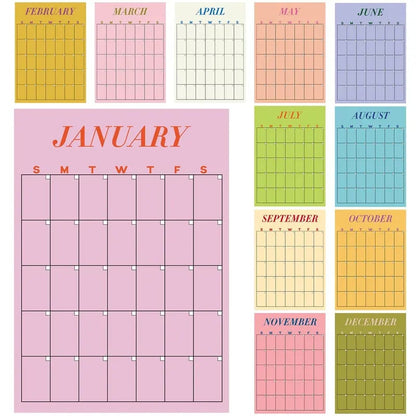 🏫📅Back to School Large Wall Calendar - Dry Erase Undated Weekly 12 Monthly Planner
