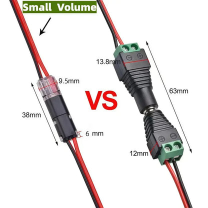 Double-Wire Plug-in Connector Led Light Strip Connectors 2 Pin