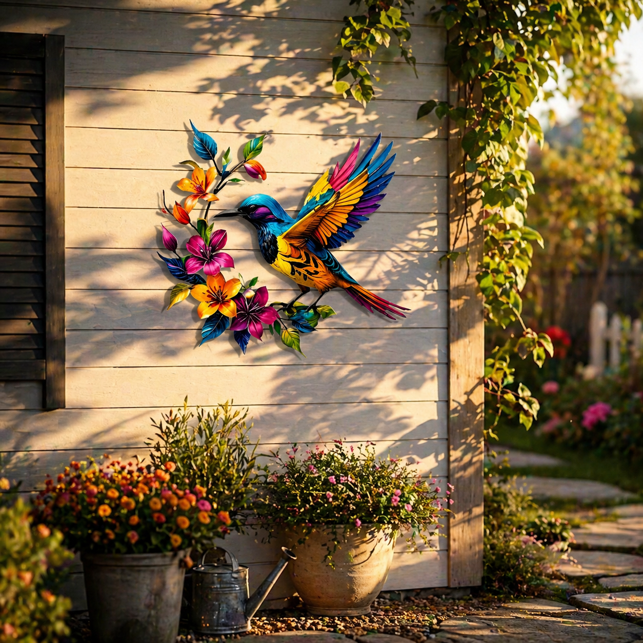 ✨ Bring Your Walls to Life – Hummingbird & Flower Metal Wall Art for Garden or Home