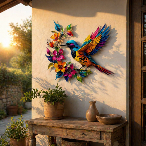 ✨ Bring Your Walls to Life – Hummingbird & Flower Metal Wall Art for Garden or Home
