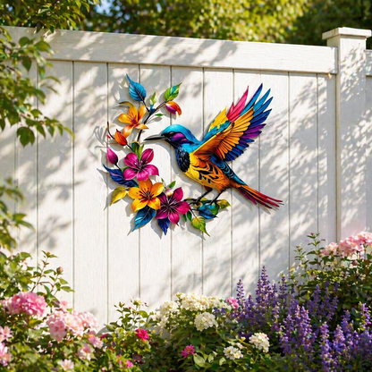 ✨ Bring Your Walls to Life – Hummingbird & Flower Metal Wall Art for Garden or Home