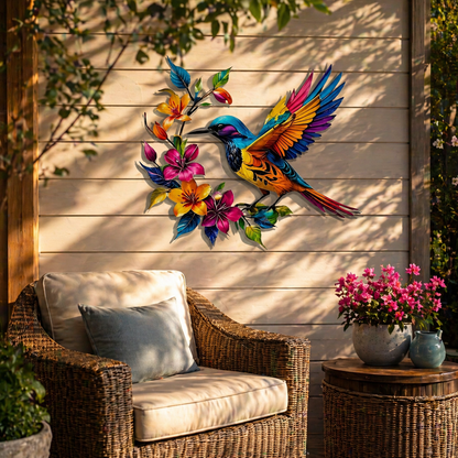 ✨ Bring Your Walls to Life – Hummingbird & Flower Metal Wall Art for Garden or Home