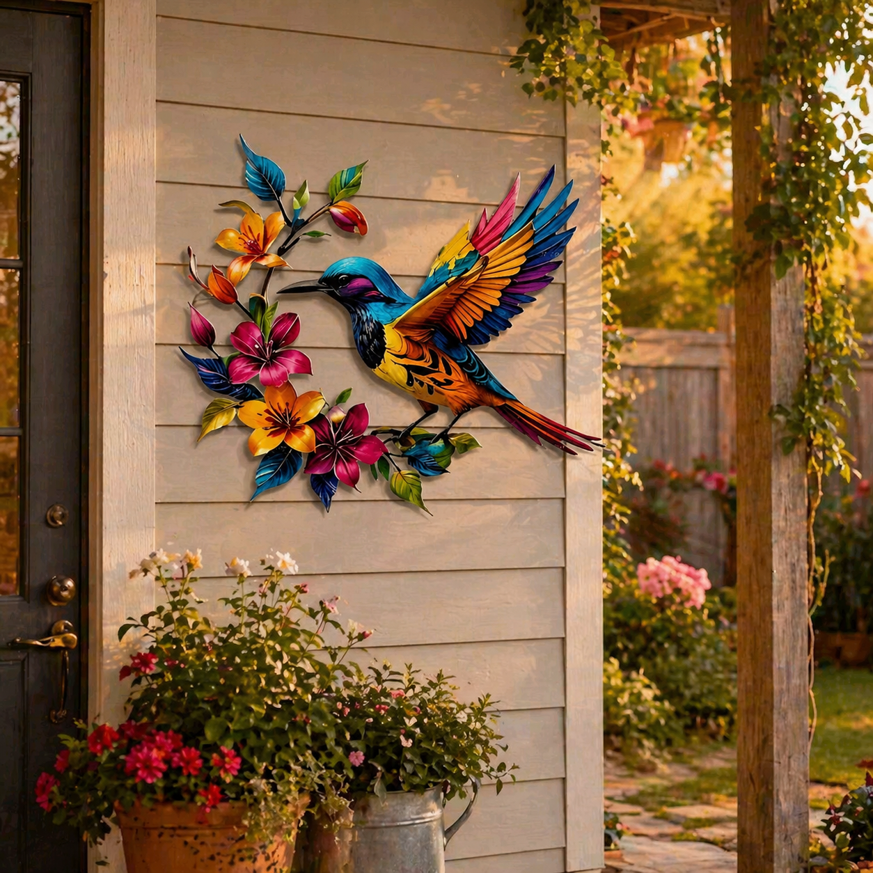 ✨ Bring Your Walls to Life – Hummingbird & Flower Metal Wall Art for Garden or Home