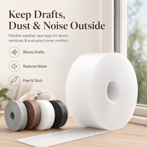 16.4Ft Door Weather Stripping | Adhesive Draft Stopper Seal Strip for Doors, Windows & Shower Doors