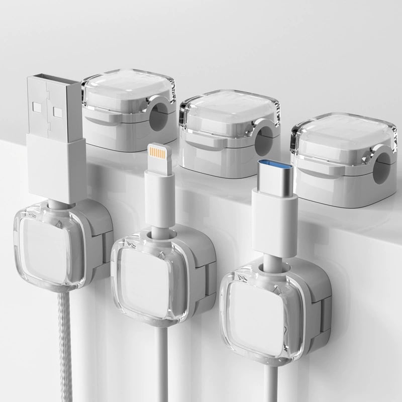 Magnetic Cord Organizer – 6 Pack Wall Mounted & Desktop Cable Holder, Simple Cable Management,Keep Cables in Place on Desk & Wall