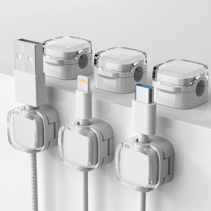 Magnetic Cord Organizer – 6 Pack Wall Mounted & Desktop Cable Holder, Simple Cable Management,Keep Cables in Place on Desk & Wall
