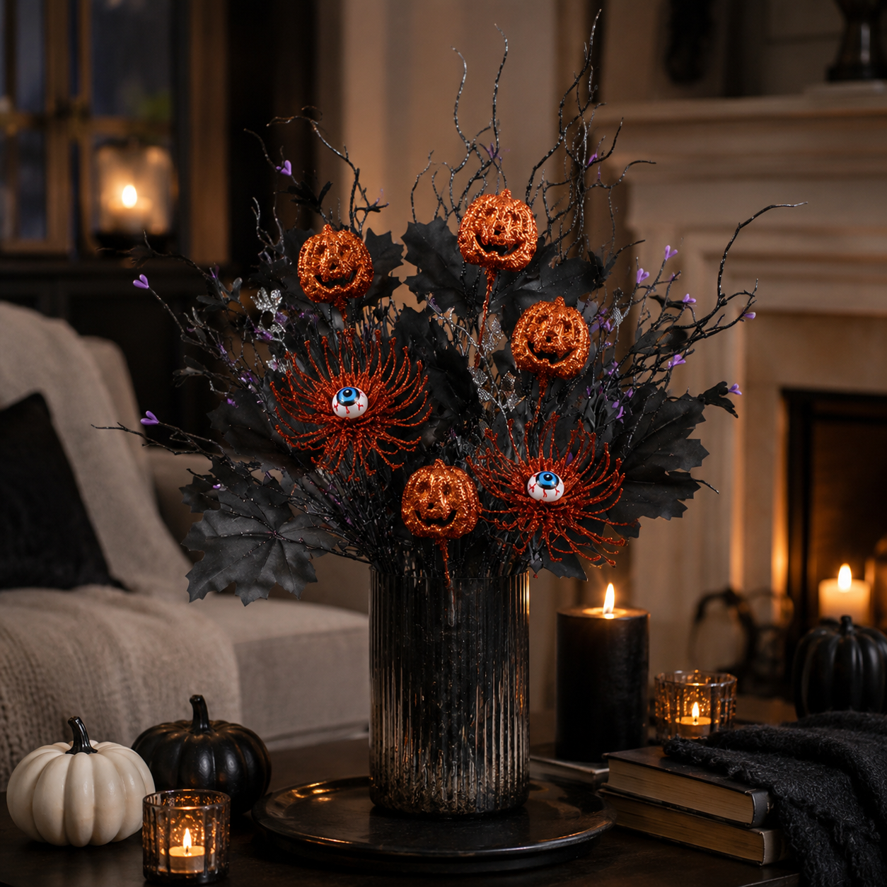 🖤 Dark Gothic Halloween Stems – Instant Spooky Elegance for Any Vase or Mantel