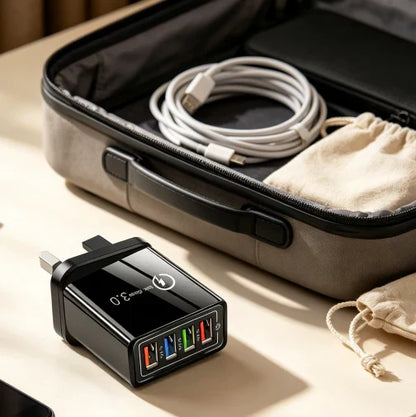 ⚡️Secret to Faster Phone Performance⚡️Four-Port Travel Charger for Extended Phone Battery Life