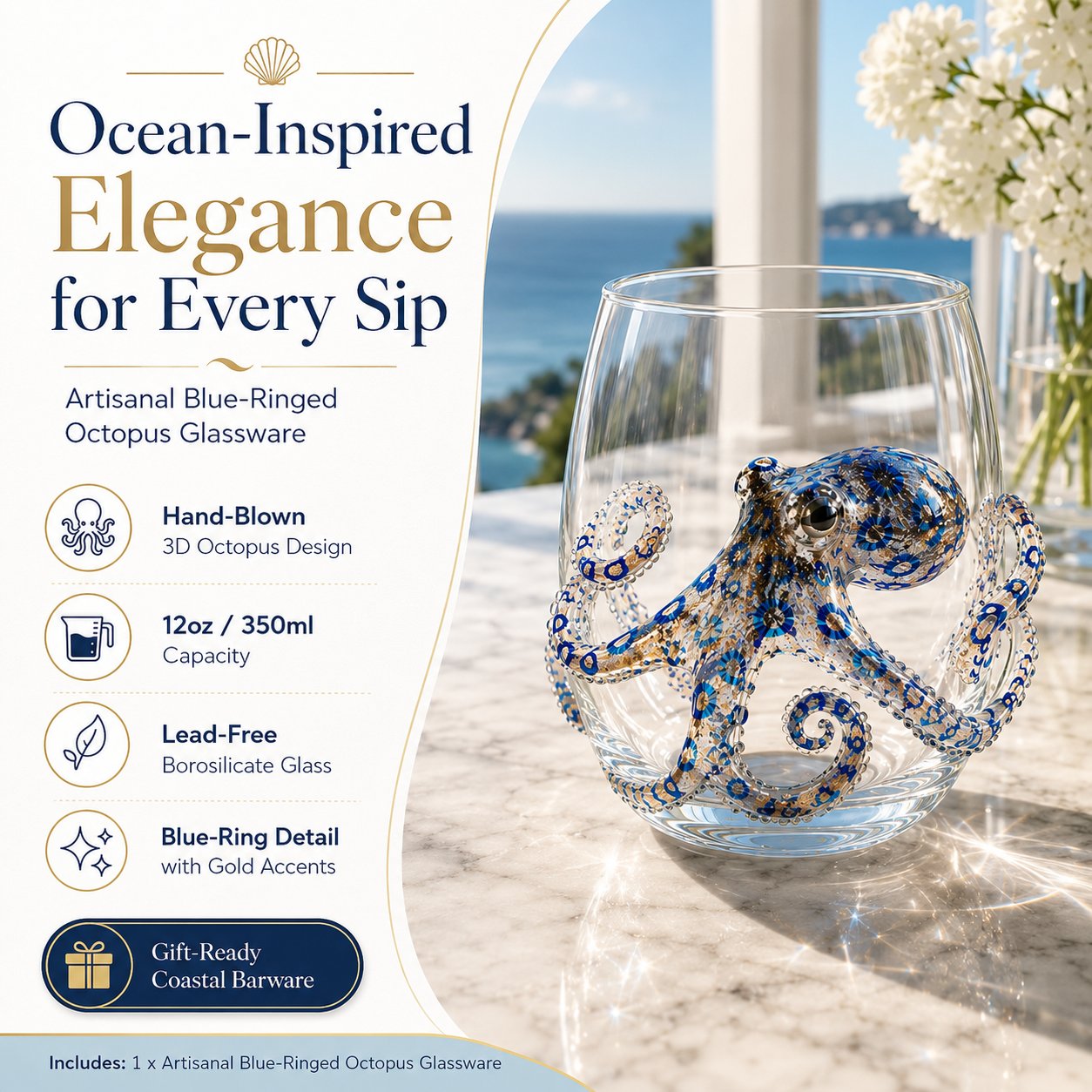 🌊 3D Ocean Animal Artisan Glassware Collection for Fresher Sips, Coastal Elegance & Elevated Home Bar Vibes
