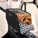 Center Console Dog Car Seat for Small Dogs & Cats with Safety Leash & Cushion
