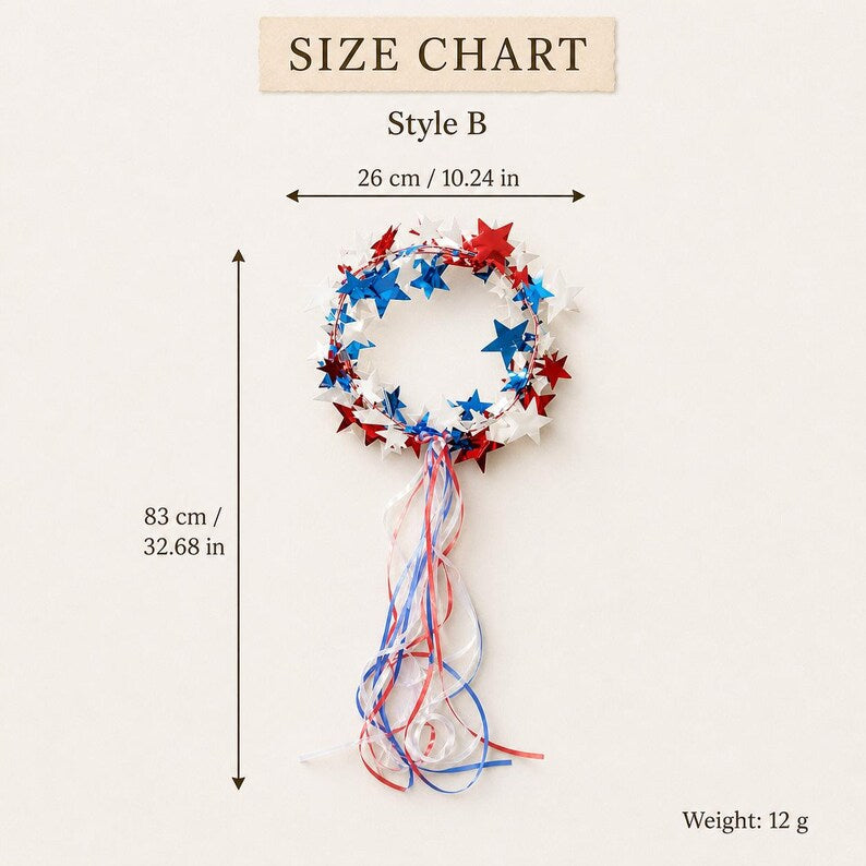 Sparkling Americana Star Crown with Flowing Ribbons 🇺🇸✨ | Patriotic Hair Accessory