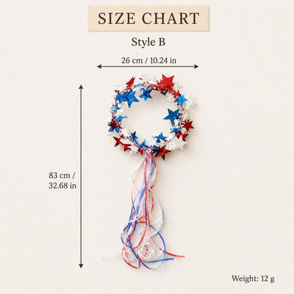 Sparkling Americana Star Crown with Flowing Ribbons 🇺🇸✨ | Patriotic Hair Accessory