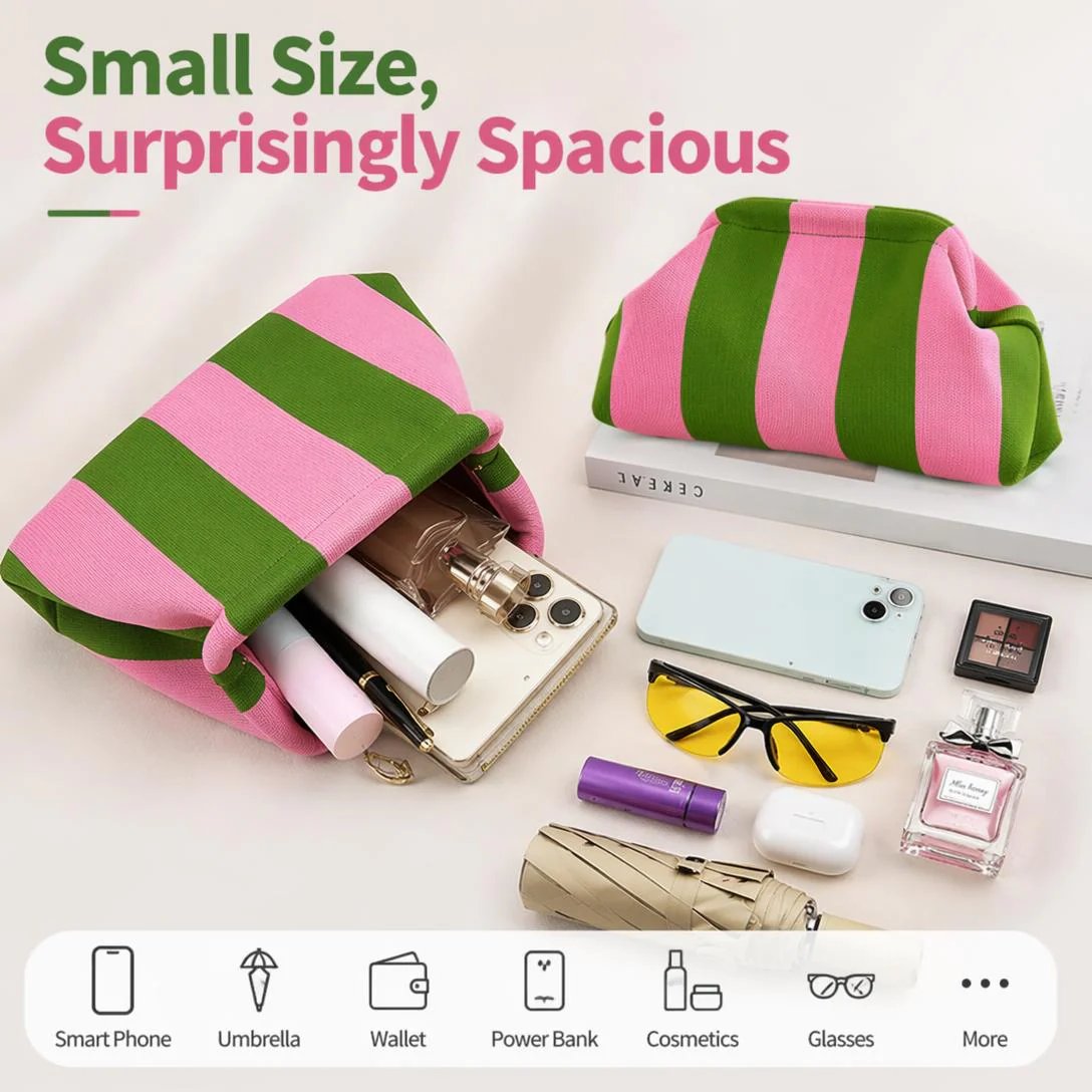 Women's Striped &amp; Diamond Dot Cloud Handbag – Lightweight Clip-Top Crossbody Bag for Everyday Style 👜