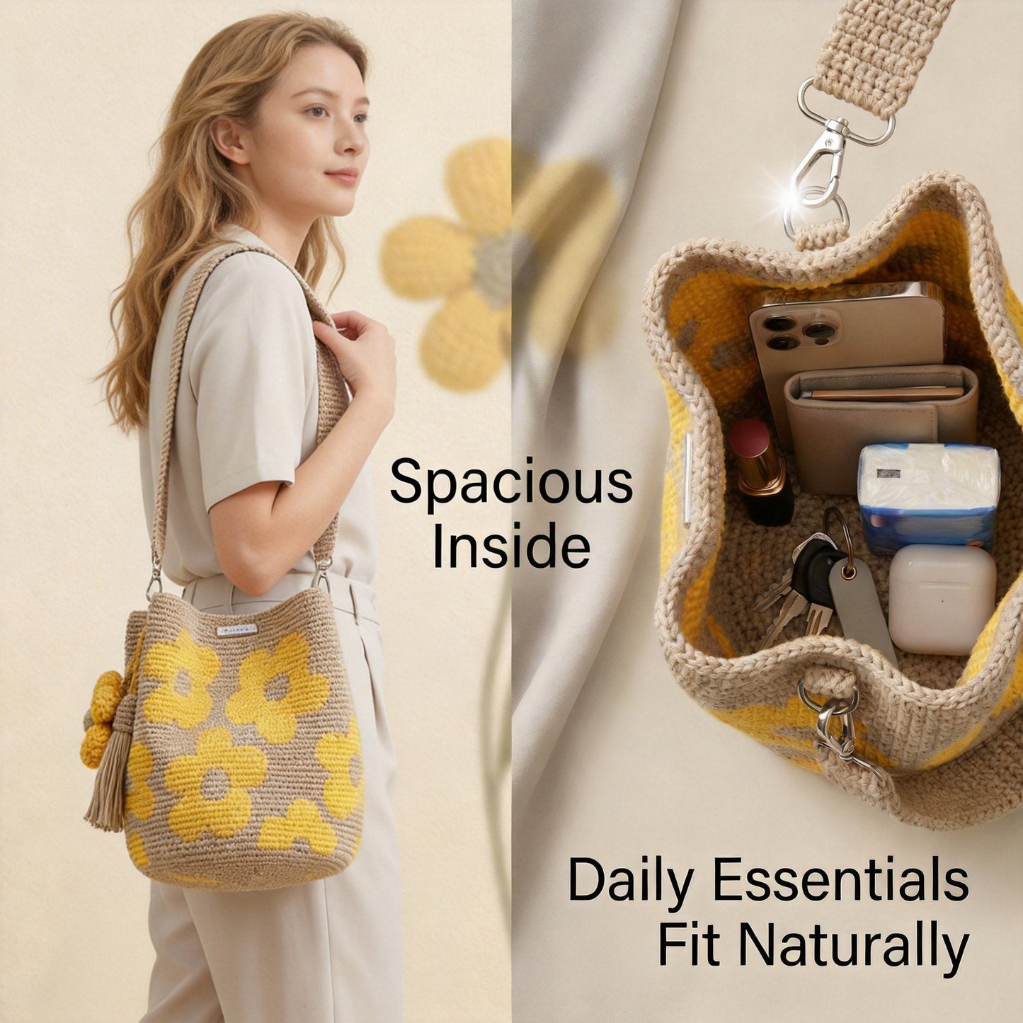 🎁🌼Only $34.90 This Week🌟🎉Handmade Crochet Flower Tote 🌼✨