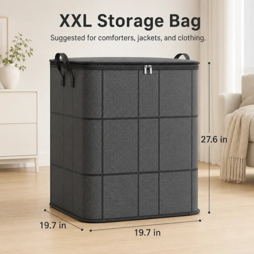 ⚡Hot Sales 49% OFF🔥-Spacious Moving Storage Bin – Zippered Organizer for Quilts, Bedding & Sweaters, Large Capacity Fabric Bag for Closet & Moving Day