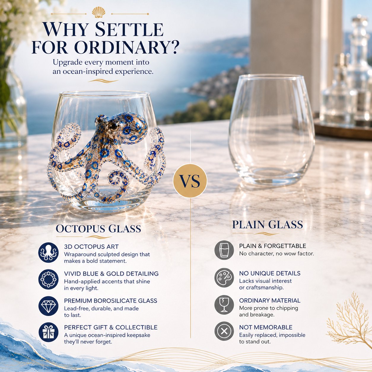 🌊 3D Ocean Animal Artisan Glassware Collection for Fresher Sips, Coastal Elegance & Elevated Home Bar Vibes